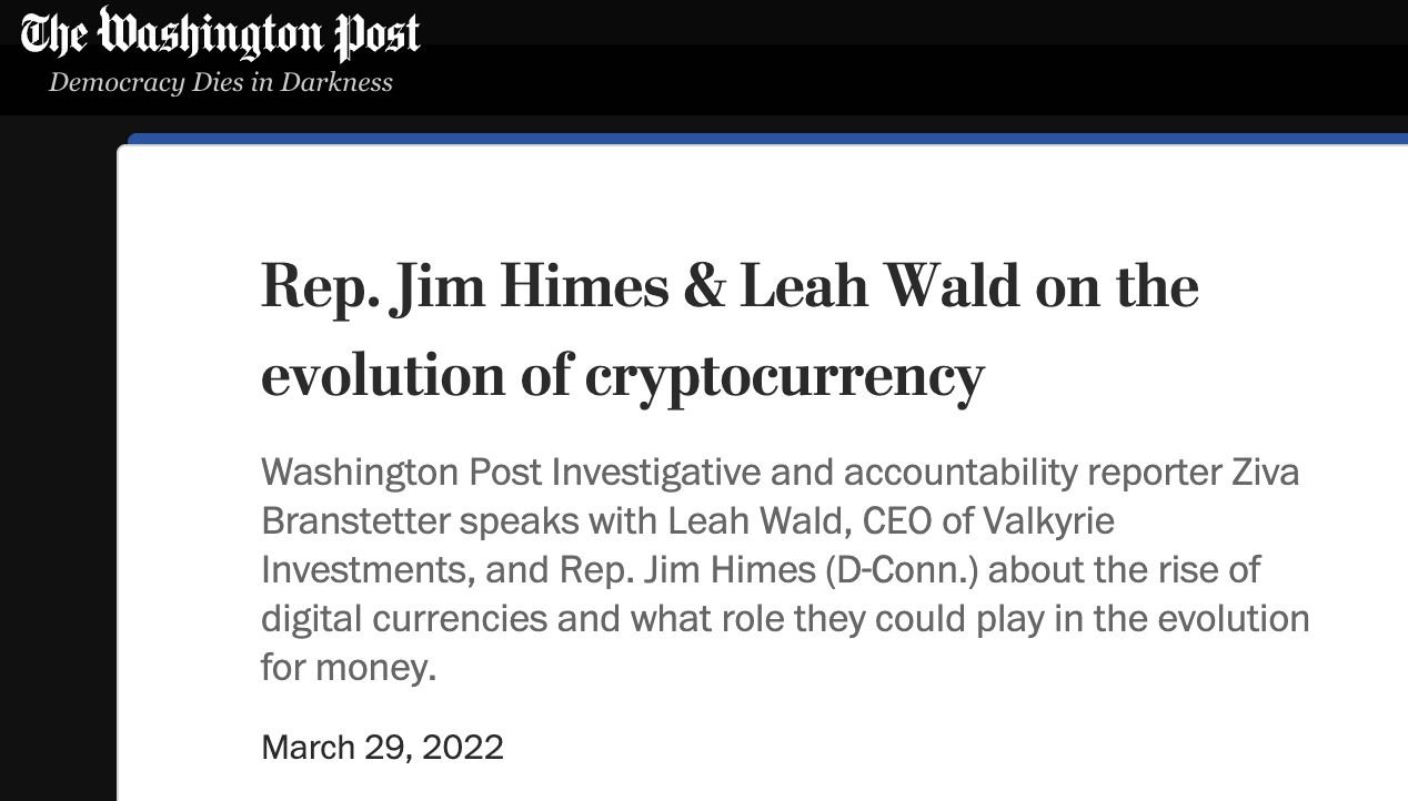The Washington Post: Interview on the evolution of cryptocurrency