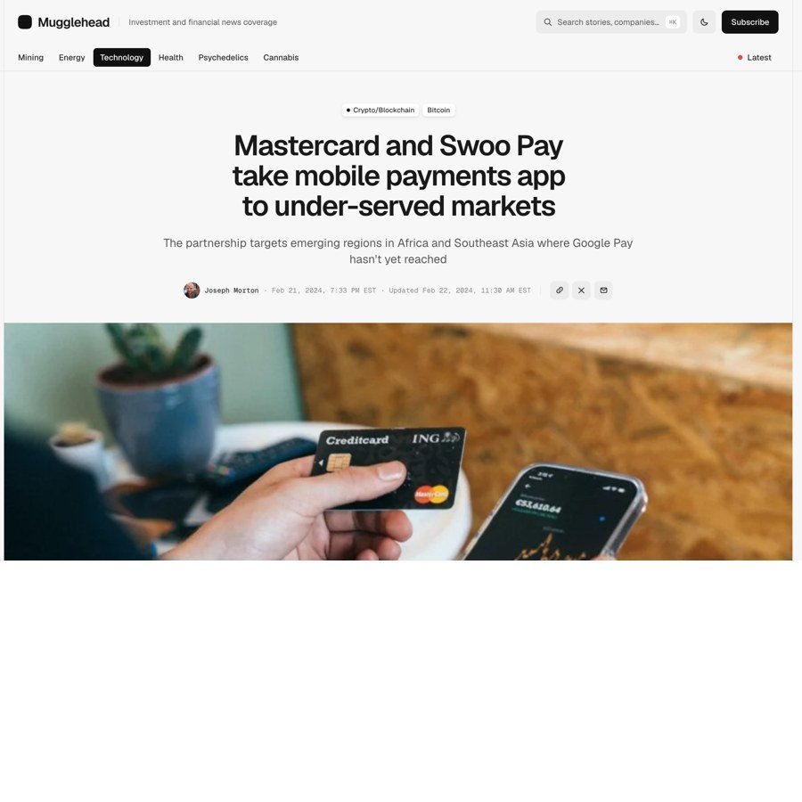 Mugglehead: Mastercard and Swoo Pay take mobile payments app to under-served markets