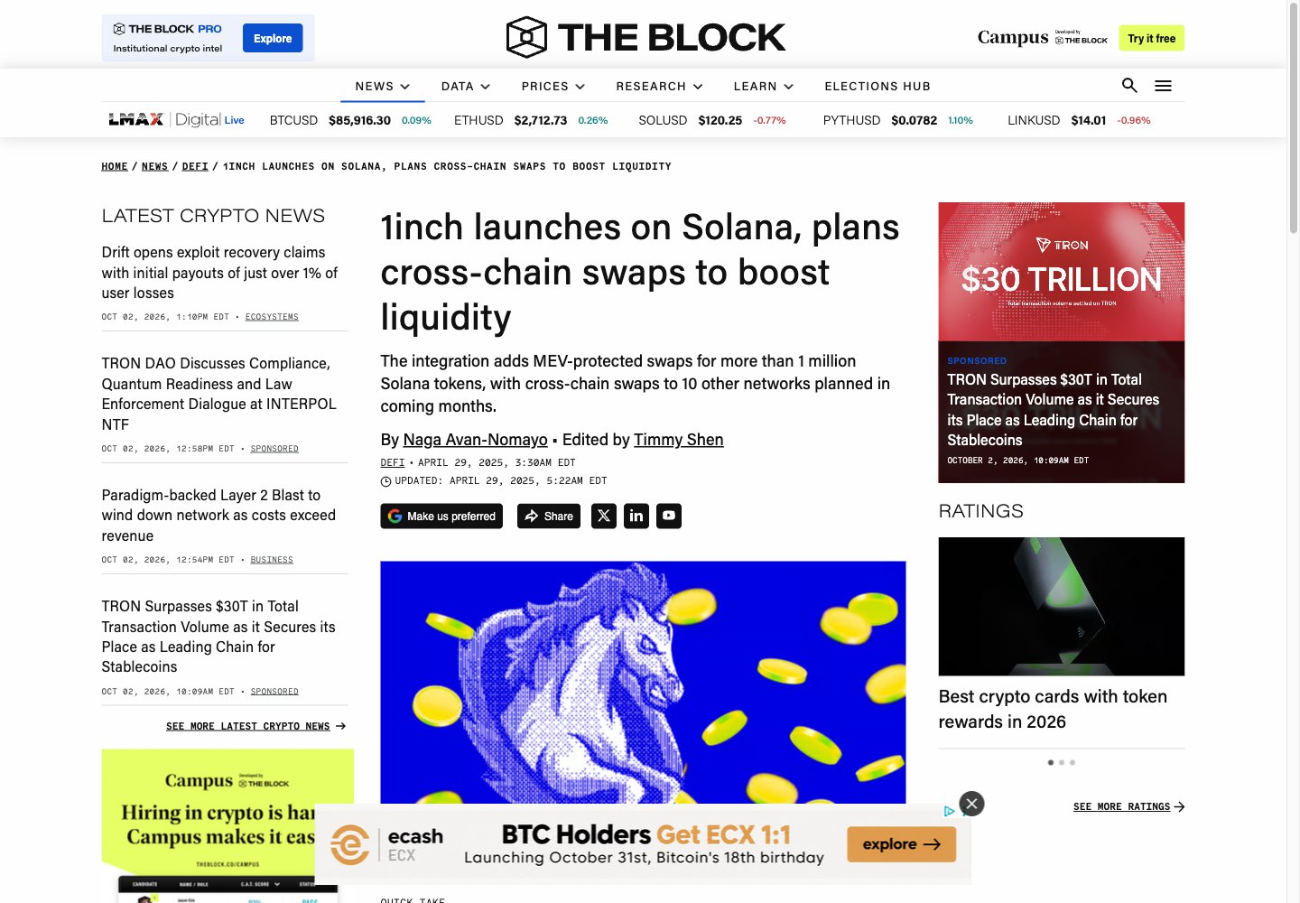 The Block: Solana launch
